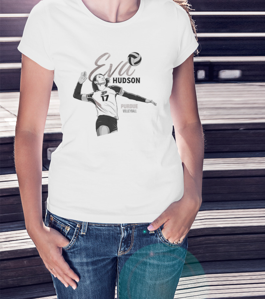 Eva Hudson Purdue Volleyball Player Number 17 In Action T-Shirt