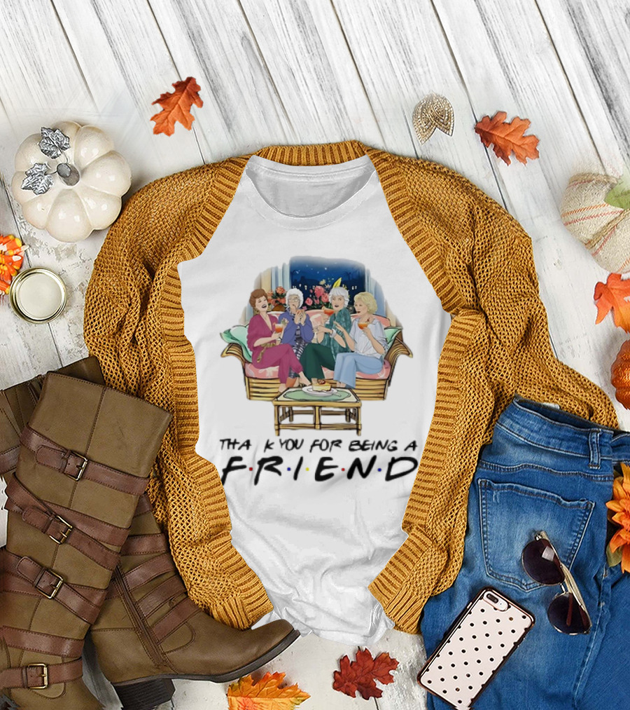 The Golden Girls Thank You for Being a FRIEND Sofa Scene with Colorful Drinks T-Shirt