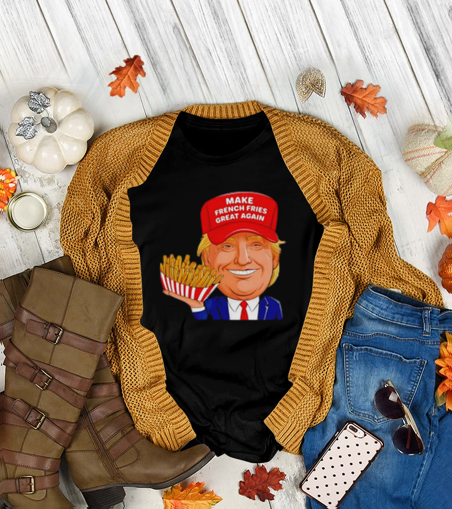 Funny Trump 2024 Cartoon Make French Fries Great Again T-Shirt