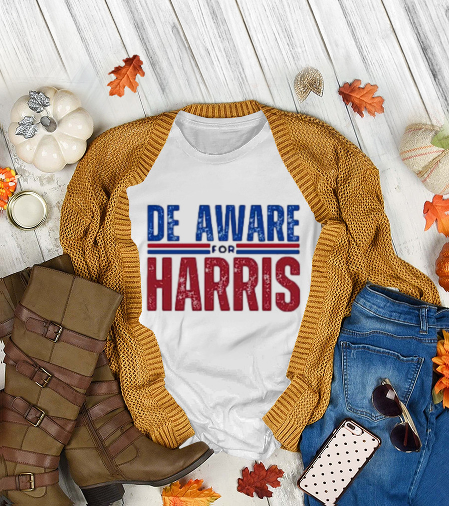 Delaware Aware for Harris Walz 2024 Against Anti Trump T-Shirt
