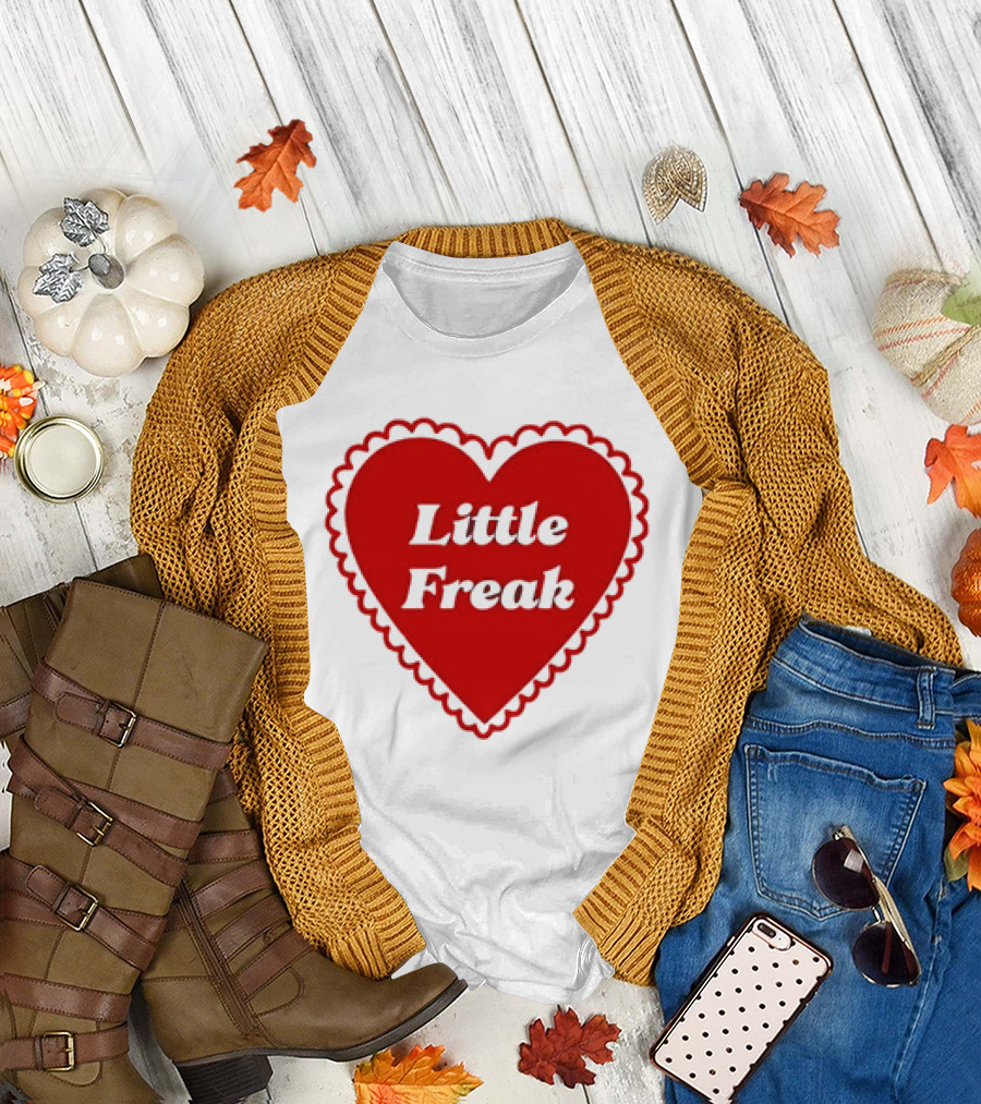 Little Freak Heart Red Scalloped Text T-Shirt