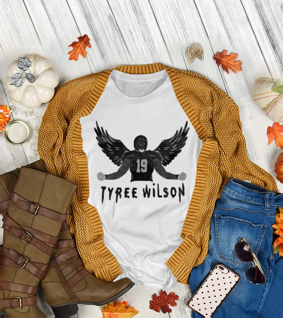 Tyree Wilson 19 Las Vegas Raiders Winged Football Player T-Shirt