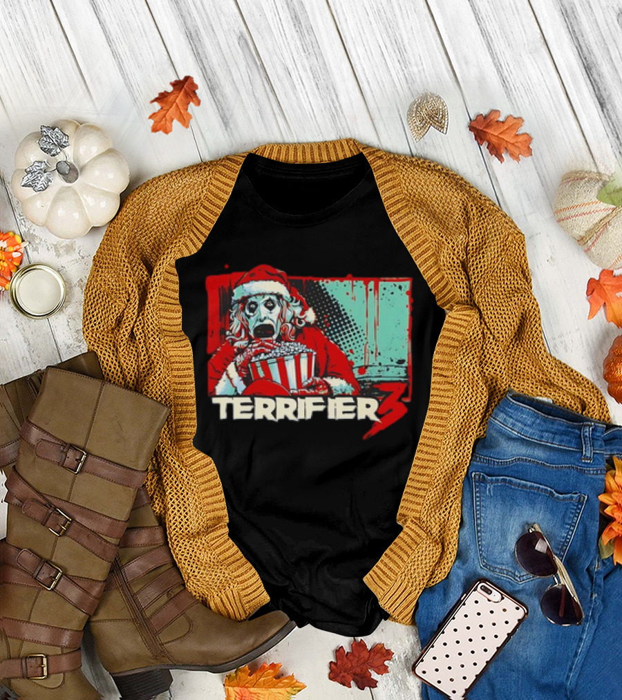 Terrifier 3 Santa Popcorn Horror Scene T-Shirt