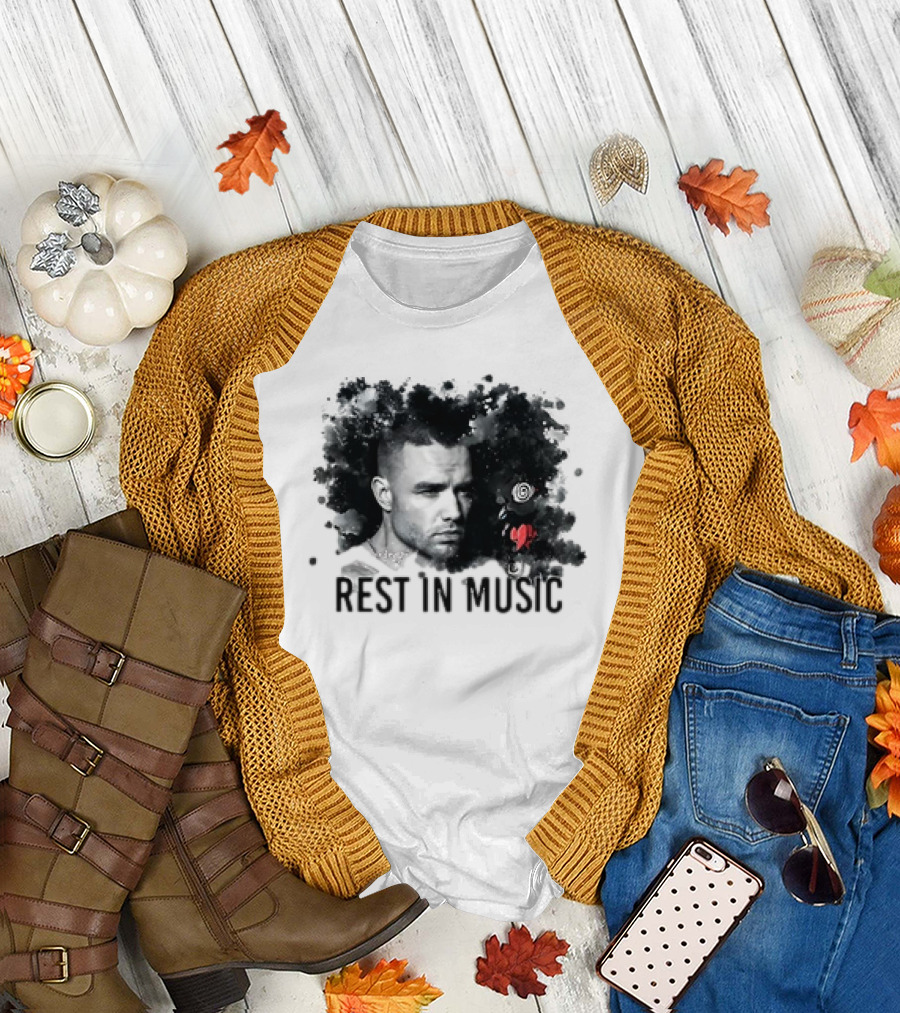 Liam Payne Rest in Music Portrait with Artistic Black and Red Accents T-Shirt