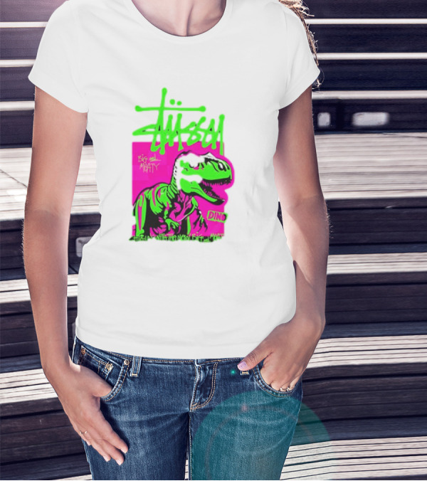 Stussy Big And Meaty Dino Cartoon T-Shirt