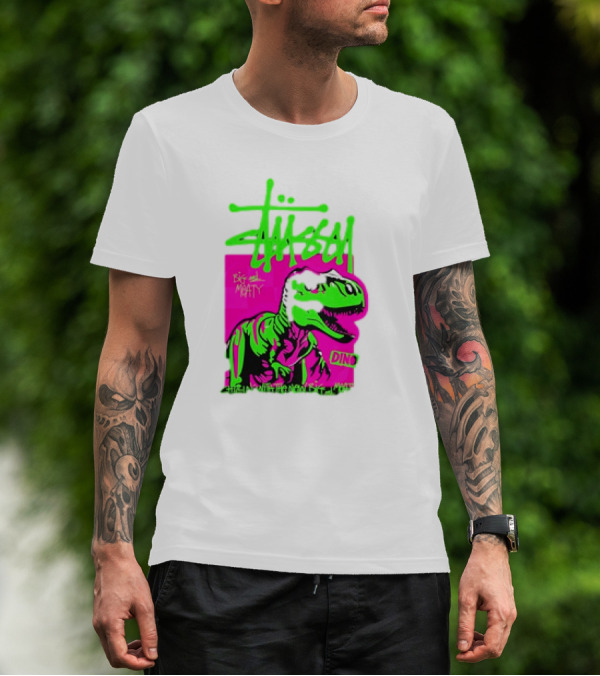 Stussy Big And Meaty Dino Cartoon T-Shirt