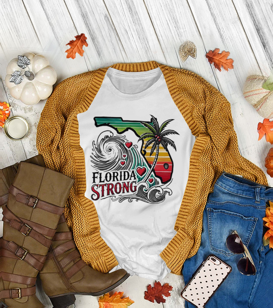 Florida Strong Wave Palm Heart T-Shirt