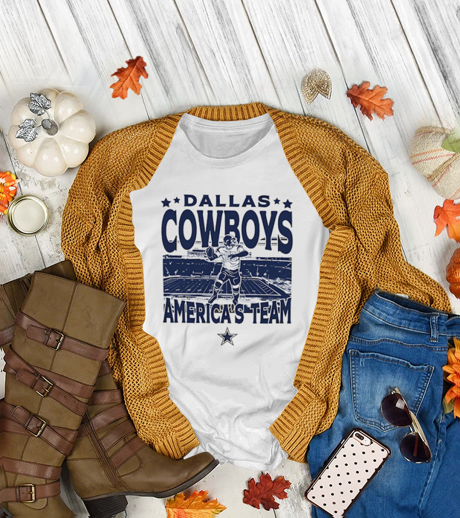Dallas Cowboys America's Team Quarterback Stadium Blue T-Shirt