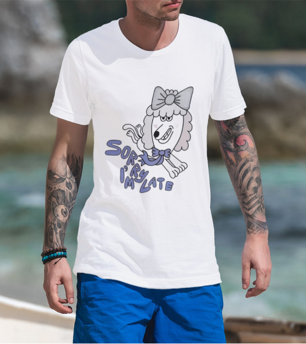 Sorry I'm Late Lazy Oaf Dog With Bow And Scarf T-Shirt
