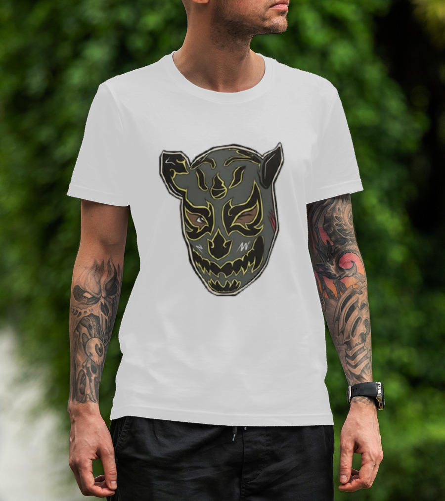 Luchador Black Mask With Grey And Yellow AEW T-Shirt