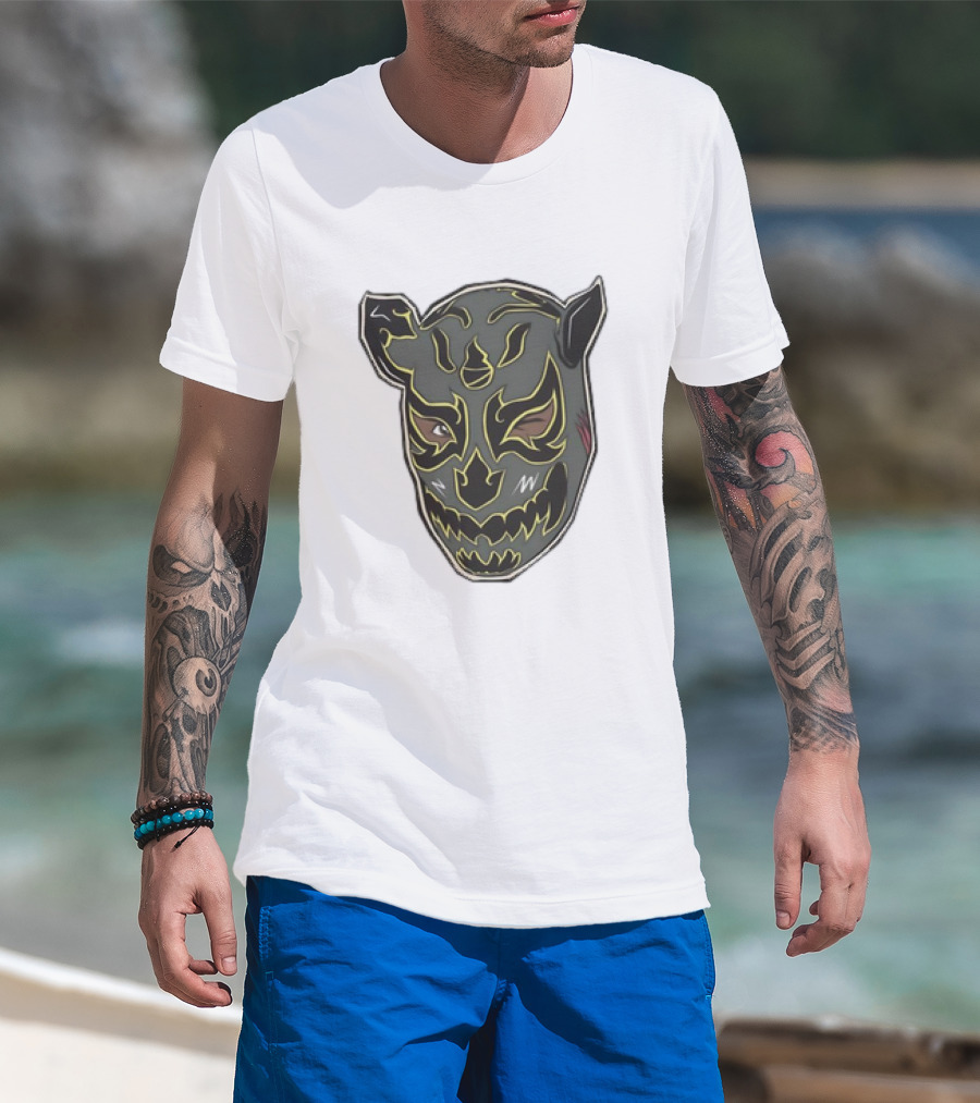 Luchador Black Mask With Grey And Yellow AEW T-Shirt