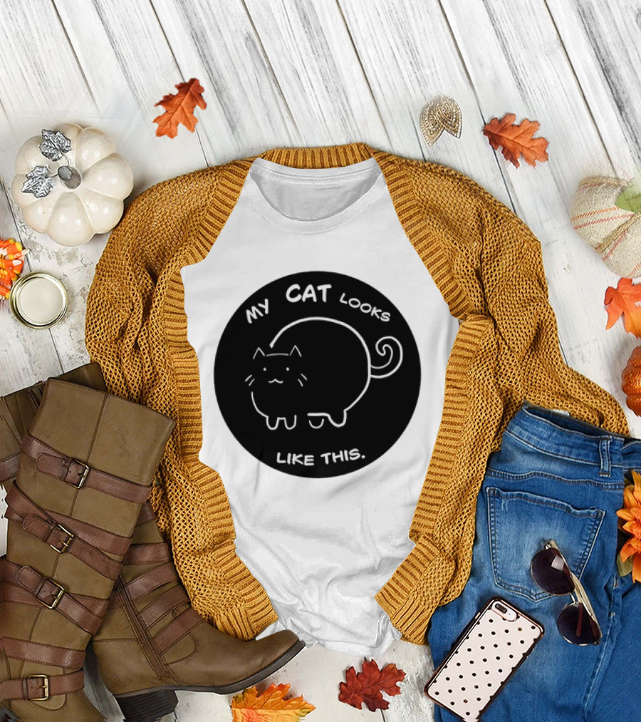 My Cat Looks Like This Adorable Cartoon Kitty Drawing T-Shirt