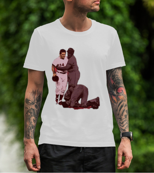 Pete Rose Levels Ray Fosse Baseball Collision Moment T-Shirt