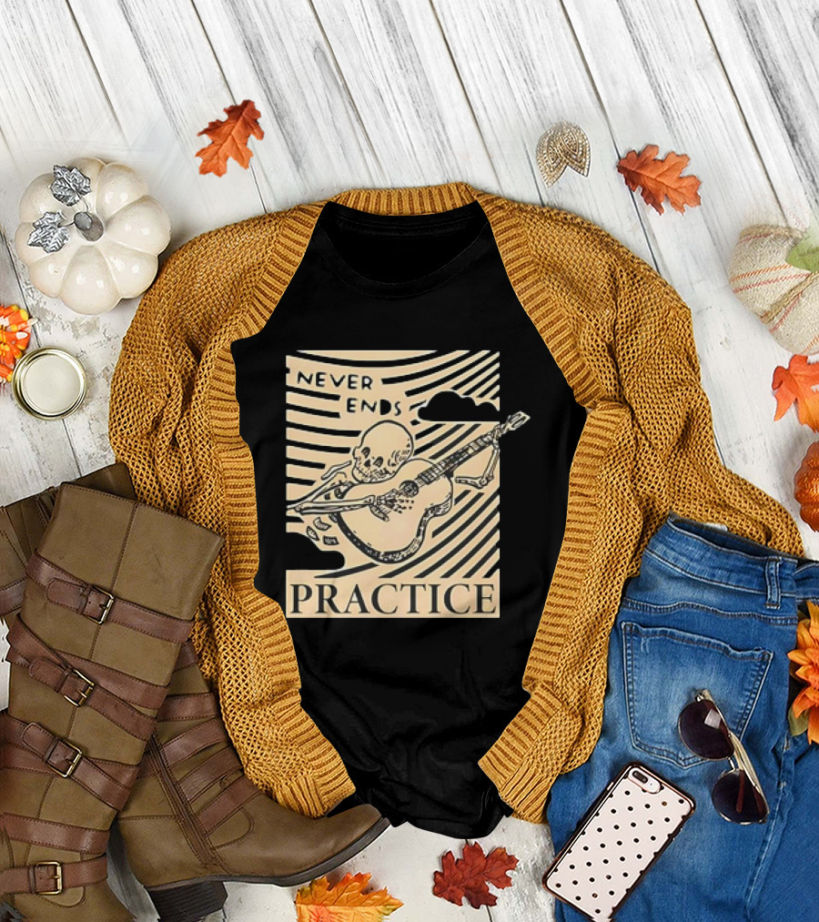 Lindy Day Never Ends Practice Skeleton Guitar T-Shirt