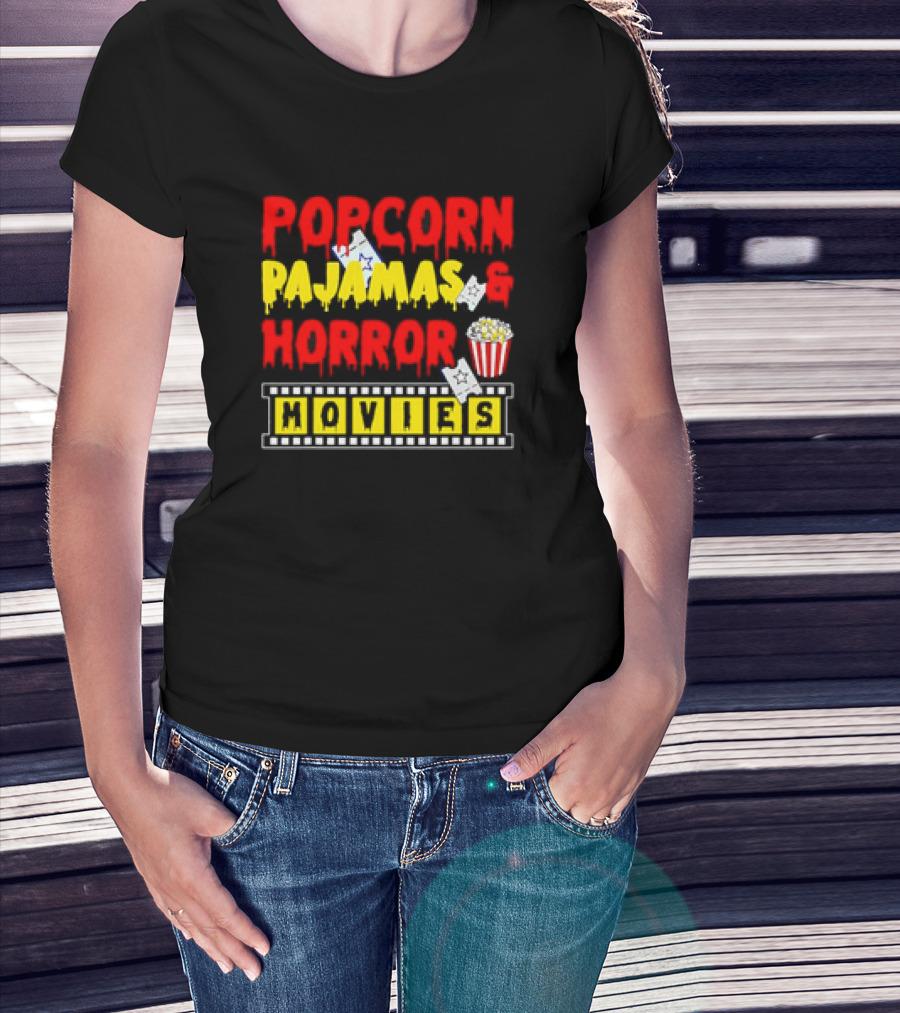 Popcorn Pajamas And Horror Movies T-Shirt