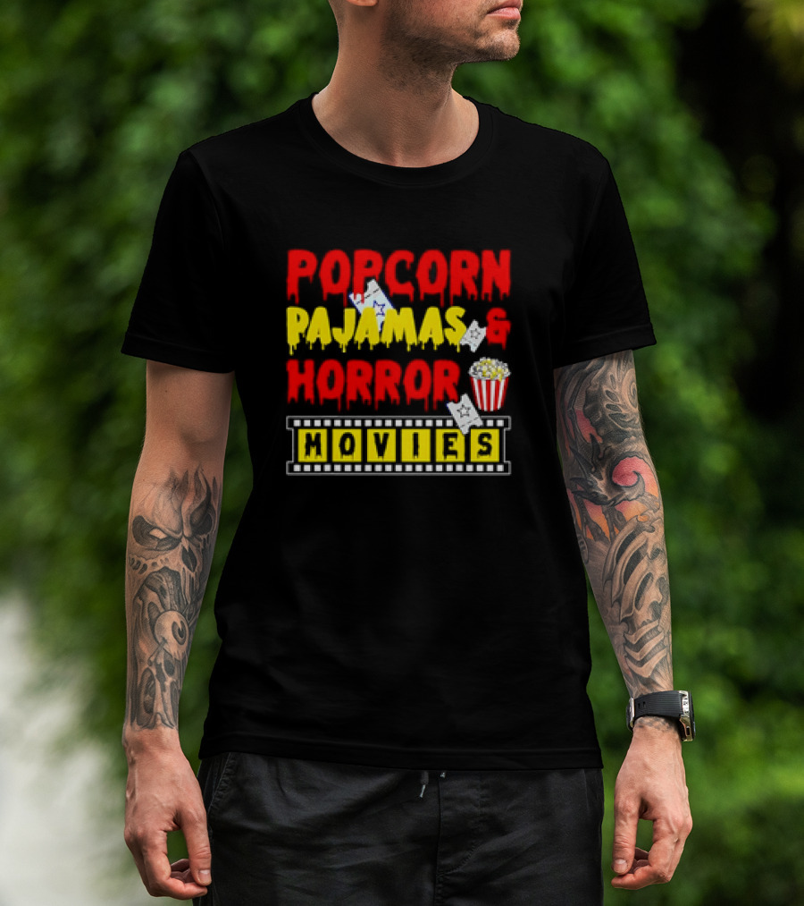 Popcorn Pajamas And Horror Movies T-Shirt