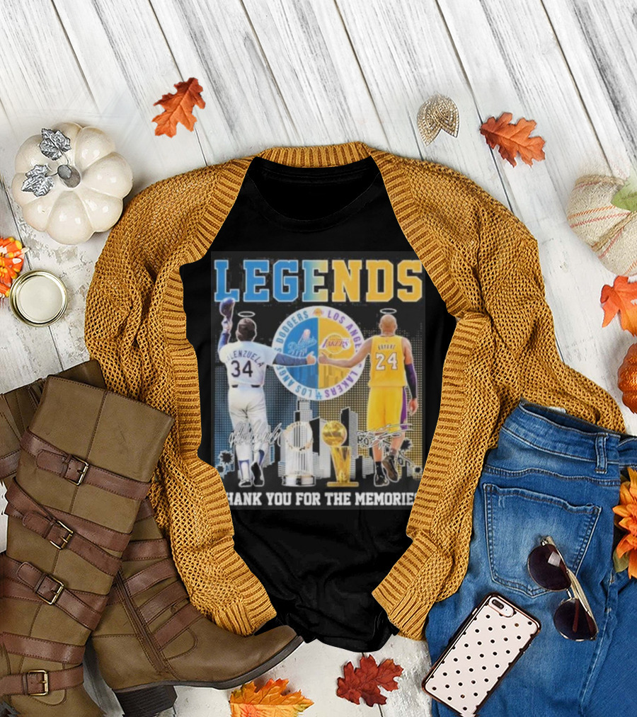 LEGENDS Fernando Valenzuela Kobe Bryant Dodgers Lakers Thank You for the Memories T-Shirt
