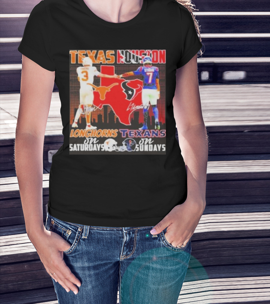 Texas Longhorns Longhorns On Saturdays Texans On Sundays T-Shirt