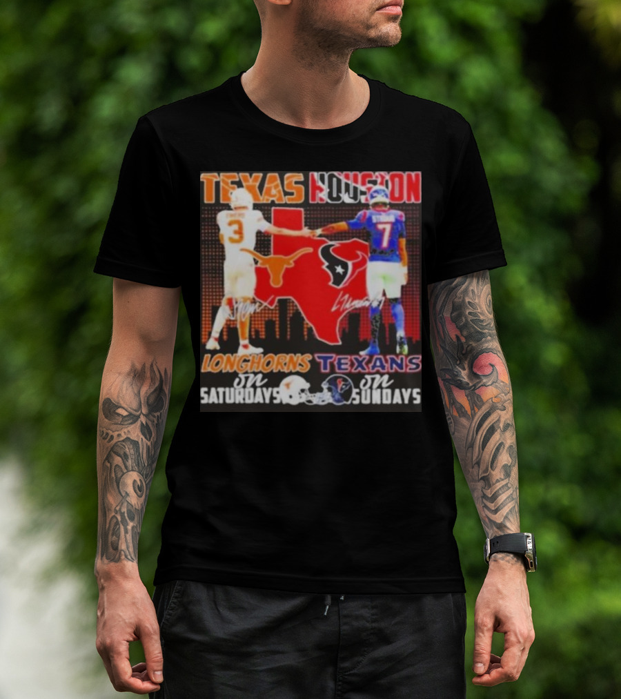 Texas Longhorns Longhorns On Saturdays Texans On Sundays T-Shirt