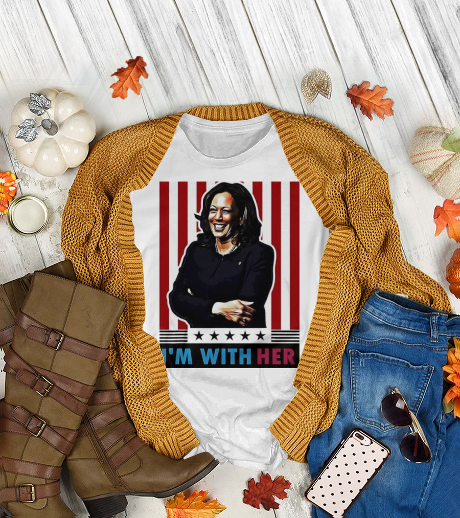 I'm With Her Kamala Harris USA Flag Vote for 2024 President T-Shirt