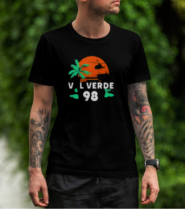 Val Verde 98 Retro Palm And Helicopter Sunset T-Shirt