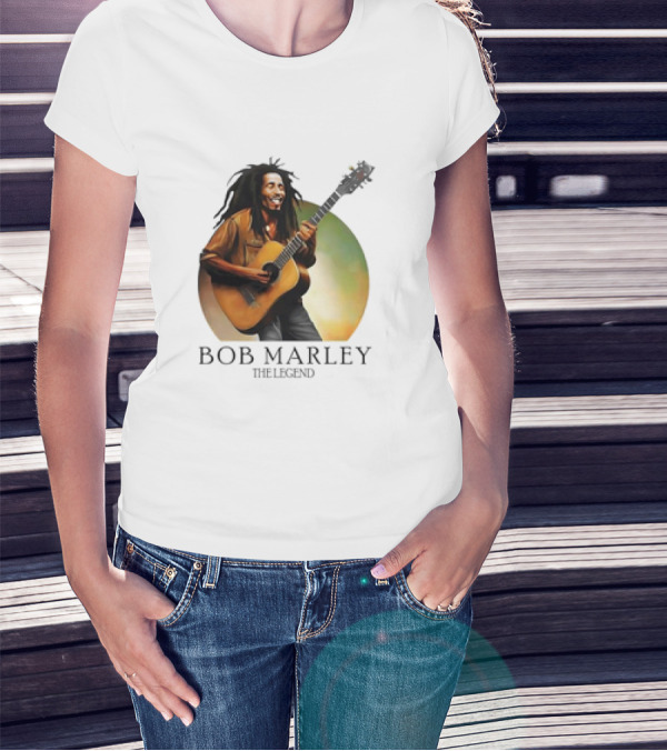 Bob Marley The Legend Iconic Guitar T-Shirt