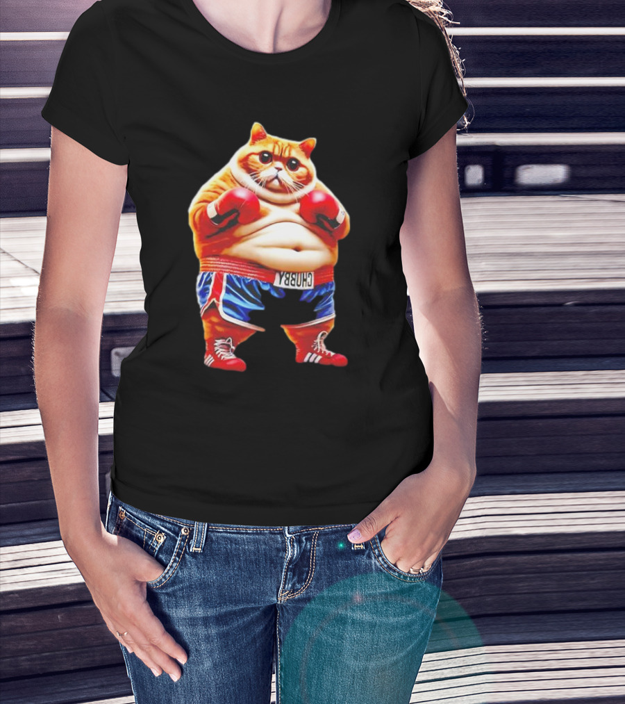 Boxing Gym Anime Meme Cat With Gloves And Chunky Shorts T-Shirt
