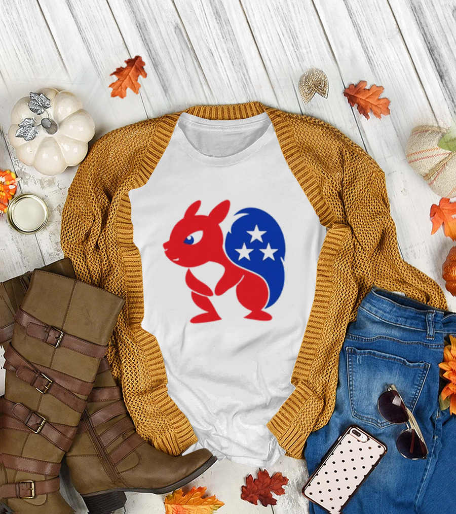 Peanut the Squirrel GOP Mascot American Flag Stars T-Shirt