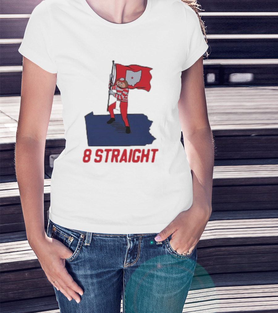 Ohio State Buckeyes Brutus Holding Flag 8 Straight T-Shirt
