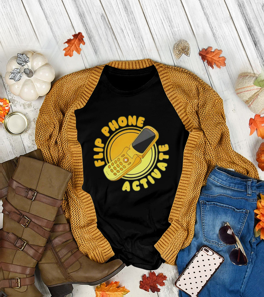 Flip Phone Activate Nostalgic Yellow Flip Mobile T-Shirt
