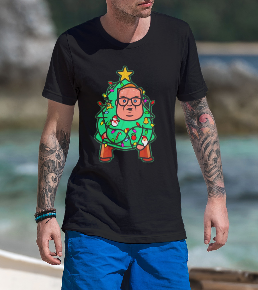 Foley Christmas Tree Lights Cartoon Character With Star And Decorated Ornaments T-Shirt
