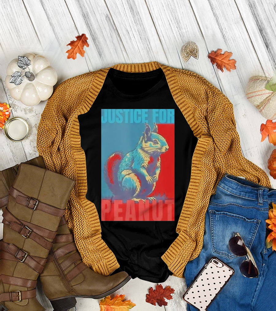 Justice for Peanut Squirrel Blue Red Pop T-Shirt