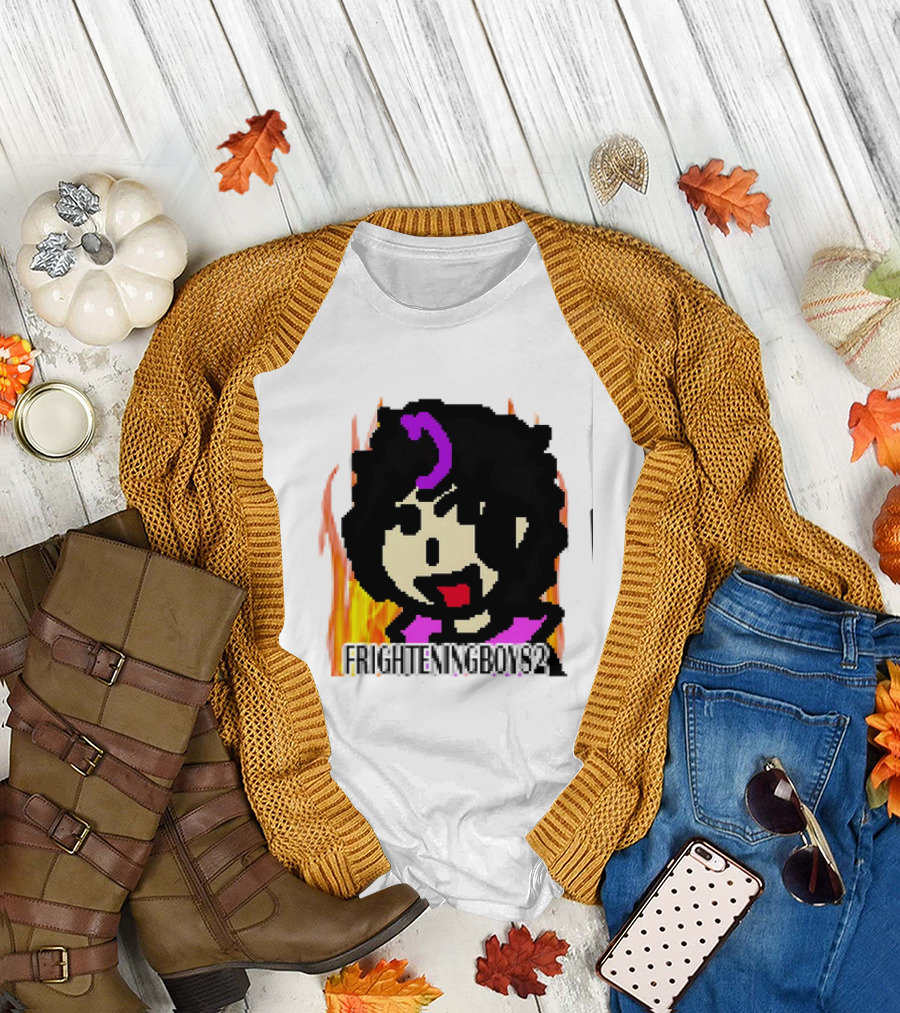 Frighteningboys92 Mikey Pixel Art Flames T-Shirt