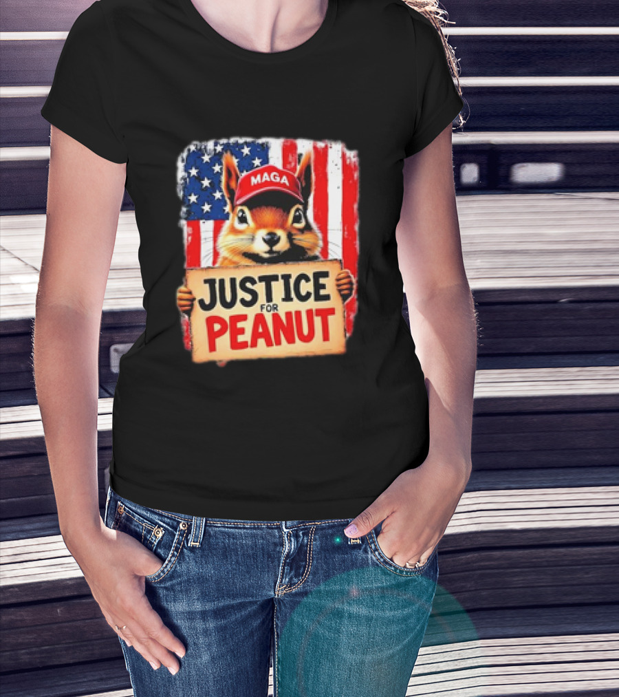 Justice For Peanut The Squirrel MAGA American Flag T-Shirt