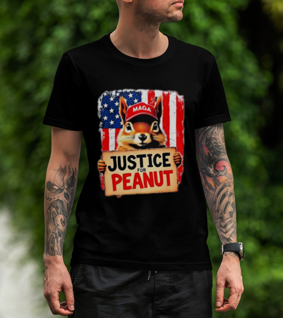 Justice For Peanut The Squirrel MAGA American Flag T-Shirt