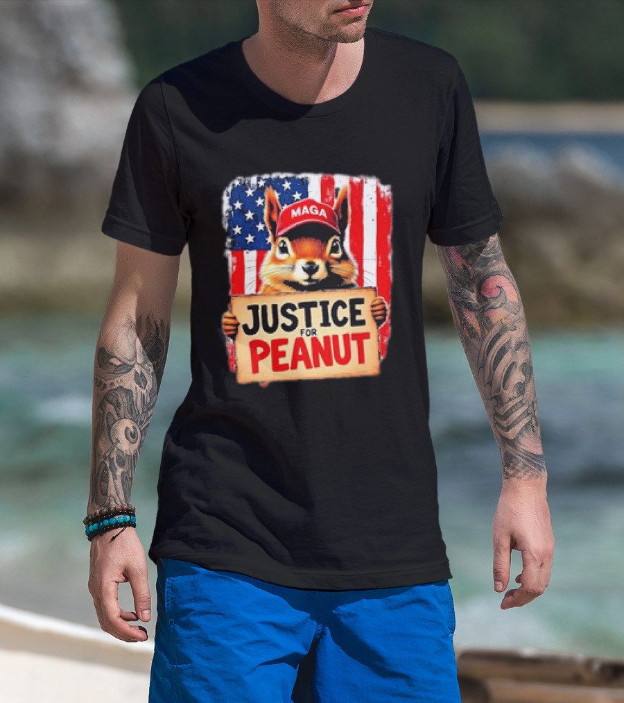 Justice For Peanut The Squirrel MAGA American Flag T-Shirt