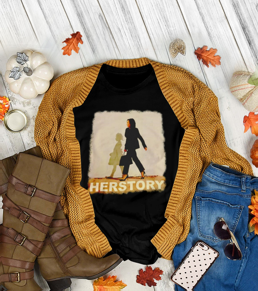 HERSTORY Kamala Harris Standing with Young Girl Shadow T-Shirt