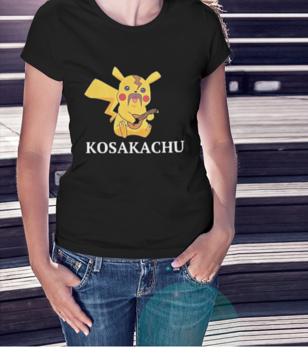 Kosakachu Pikachu Playing Guitar With Moustache T-Shirt