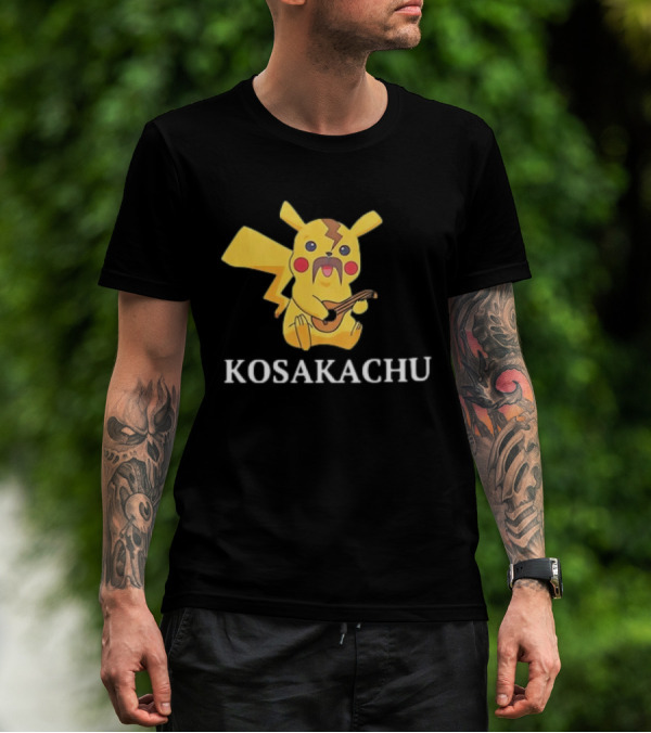 Kosakachu Pikachu Playing Guitar With Moustache T-Shirt