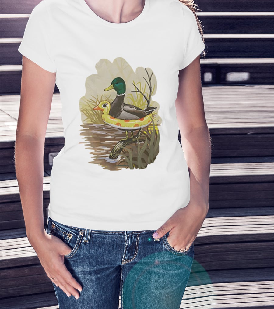 Duck In Training With Swim Ring By Pond T-Shirt