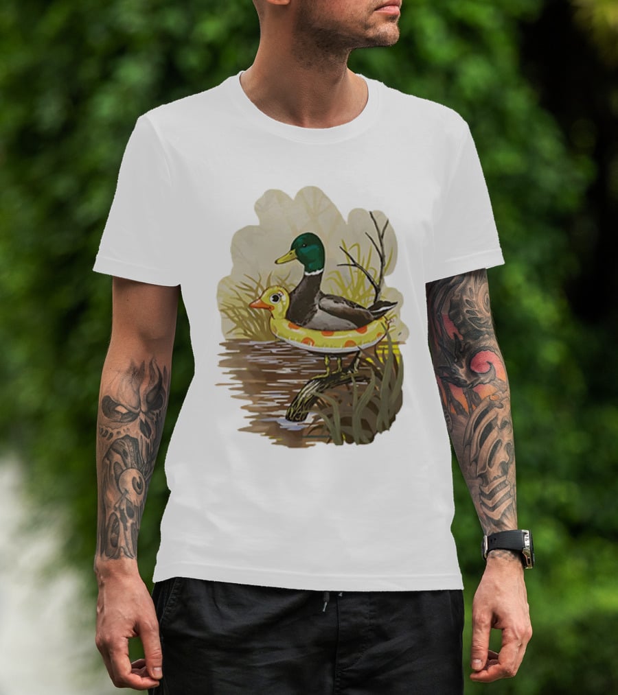 Duck In Training With Swim Ring By Pond T-Shirt