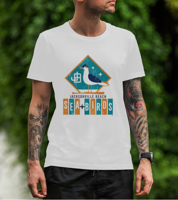 Hometown Collection Jacksonville Beach Sea Birds Logo With Geometric Diamond And Stylized Seagull T-Shirt