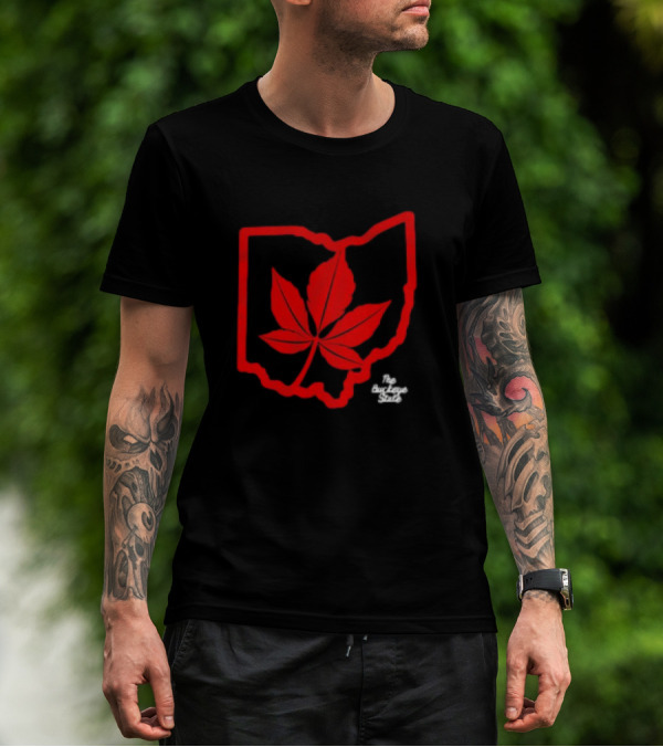 Ohio Red Buckeye Leaf State Charcoal T-Shirt