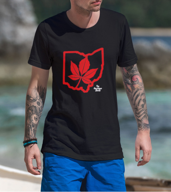 Ohio Red Buckeye Leaf State Charcoal T-Shirt