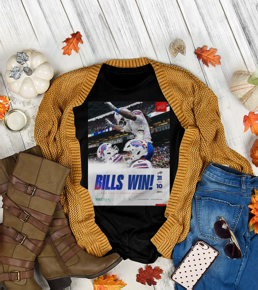 BILLS WIN 31-10 Final Score Week Eight at Seattle Seahawks NFL T-Shirt