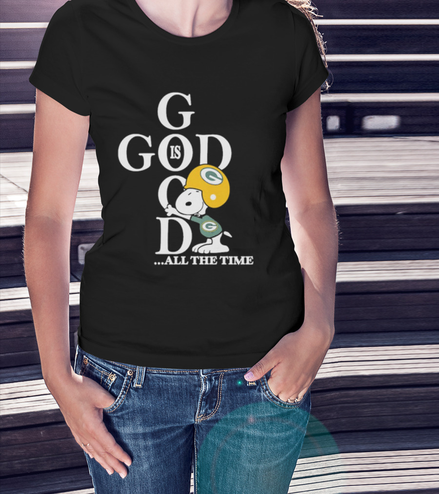 Green Bay Packers Snoopy God Is Good All The Time Football Helmet T-Shirt