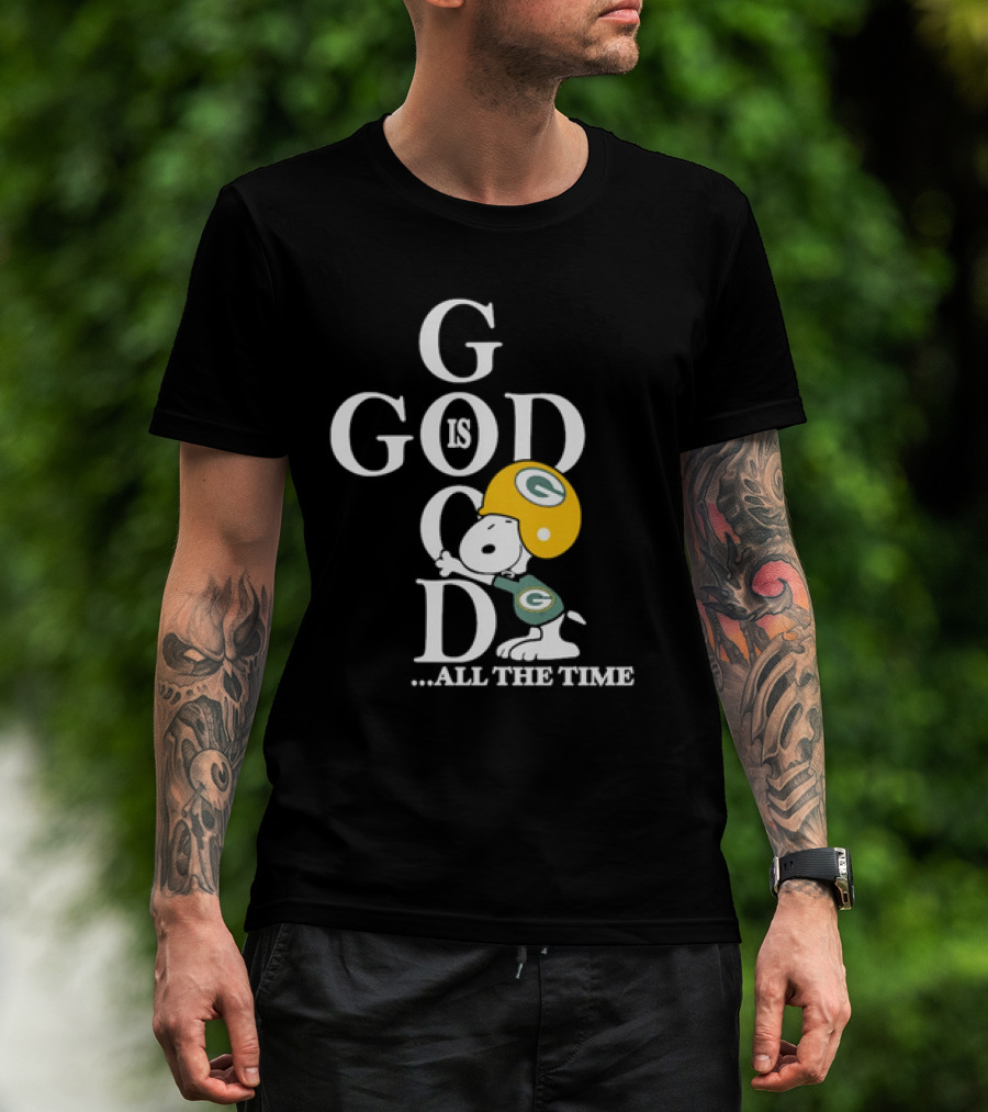 Green Bay Packers Snoopy God Is Good All The Time Football Helmet T-Shirt
