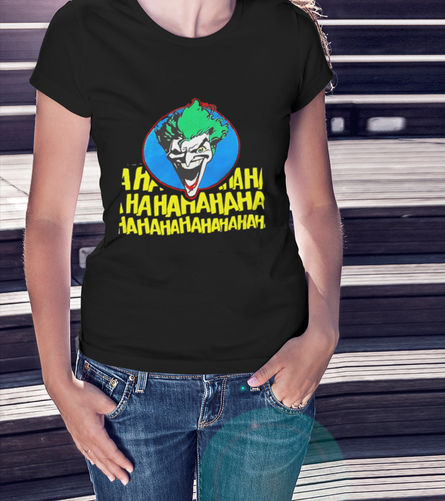 Joker DC Comics 1989 Hahahaha Vintage Iconic Laughing Face And Text T-Shirt