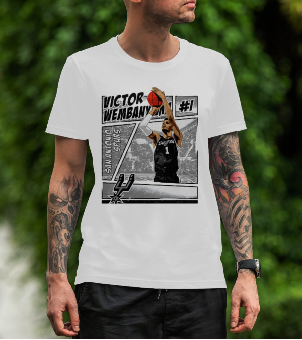 Victor Wembanyama San Antonio Spurs #1 NBA Comic Vintage T-Shirt