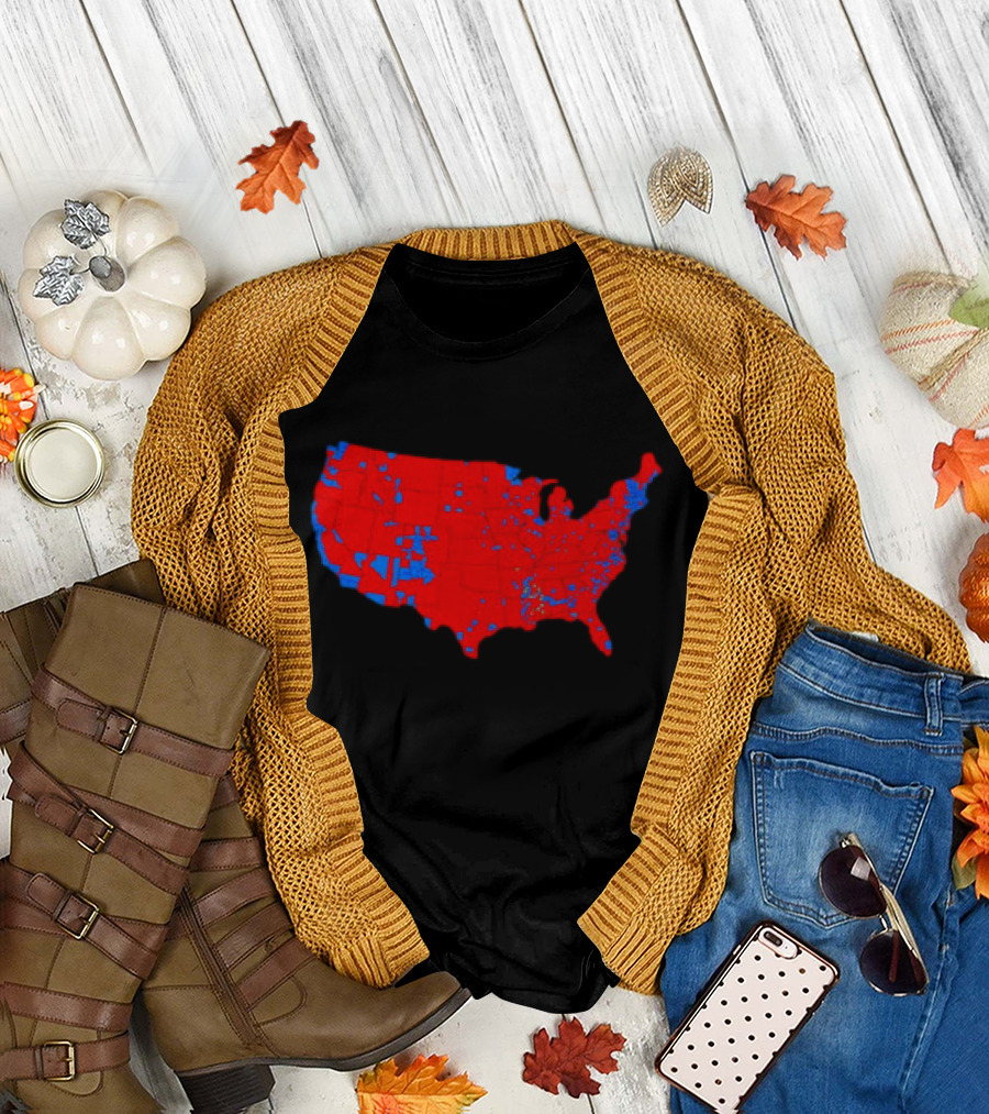 Trump Victory Map 2024 United States Election Red and Blue States T-Shirt